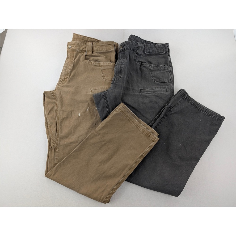 Noble Outfitters Mens Work Pants Lot 2 38x34 Gray Tan Canvas Utility Paint